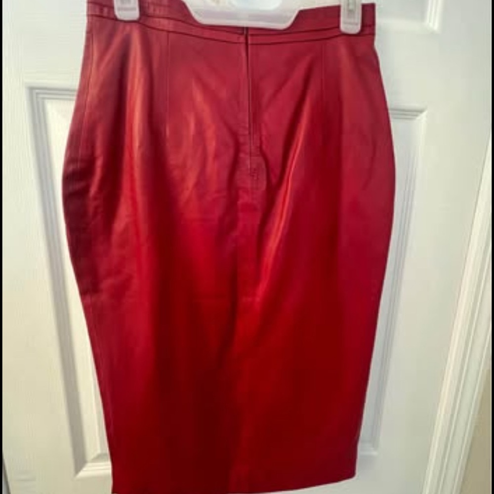 Classic Red Pencil Skirt Leather NWT Karen Millen